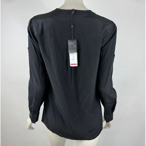 BCBGMaxazria Maggie Washable Silk Lace Blouse Women XXS NWT Long Sleeve BlackTop - Picture 2 of 15
